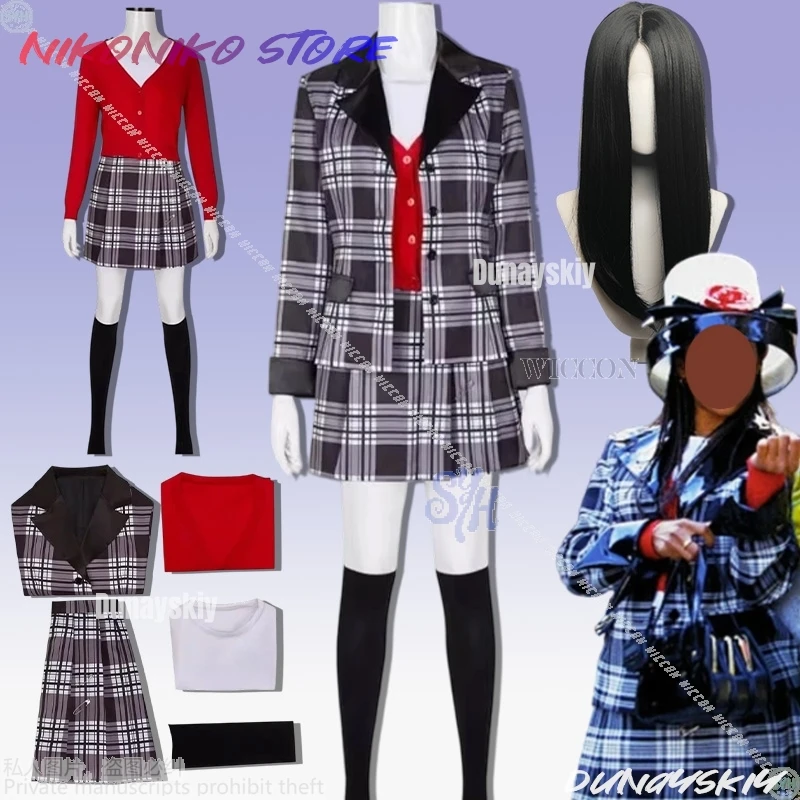 

Cher Косплей Cluu Аниме Мода Фильм Менше Костюм Y2K Jirai Kei Девушки Плед Возернистый Костюм Пальто Мини Платье Лолита Хэллоуин