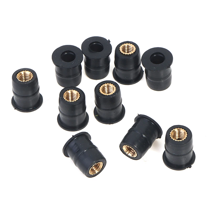 10pcs/set Motorcycle M5 Rubber Well Nuts Blind Fastener Windscreen Windshield Fairing Cowl Riding Accessories Fastener