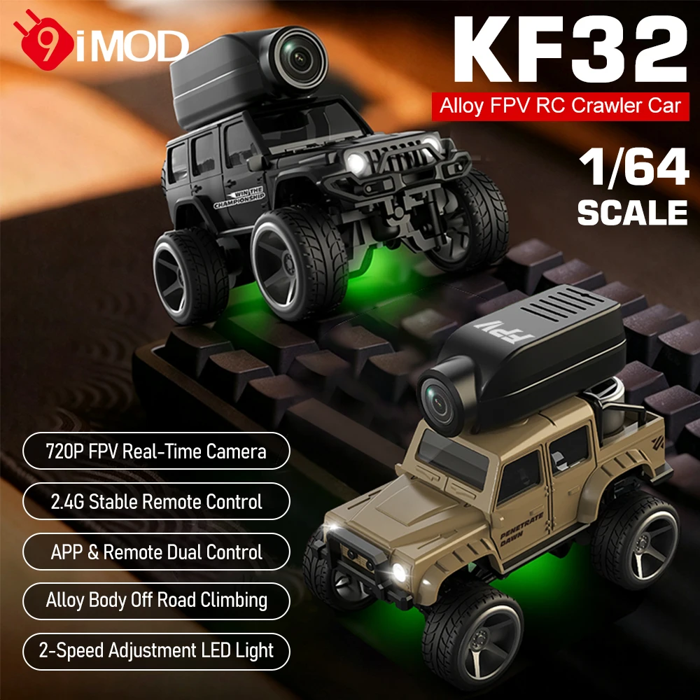9IMOD KF32 1:64 Alloy Video RC Car Remote Control Crawler with 720P Camera 150mAh Battery 2.4G Remote Control for Adults Kids