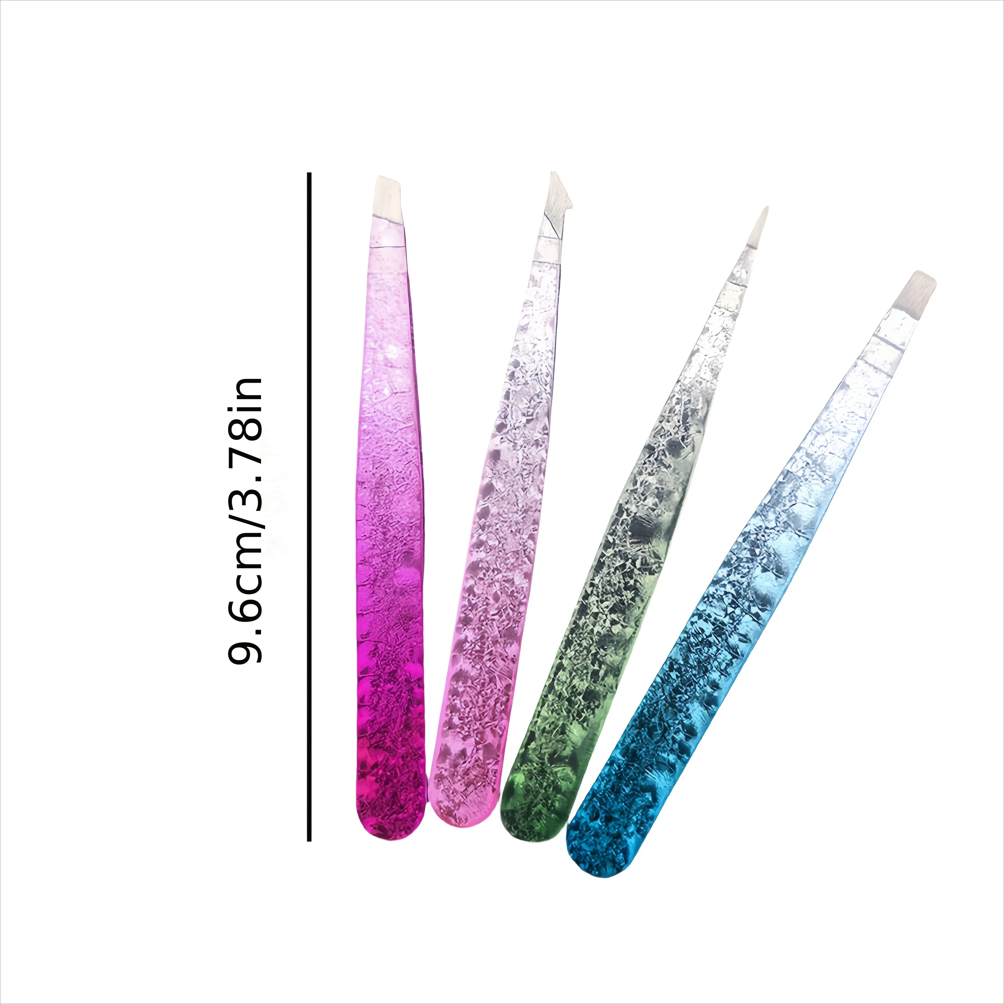 4pcs Ice Flower Eyebrow Tweezers Set Stainless Steel High-Quality Beauty Tools for Eyelash Extension, Suitable for Men Women