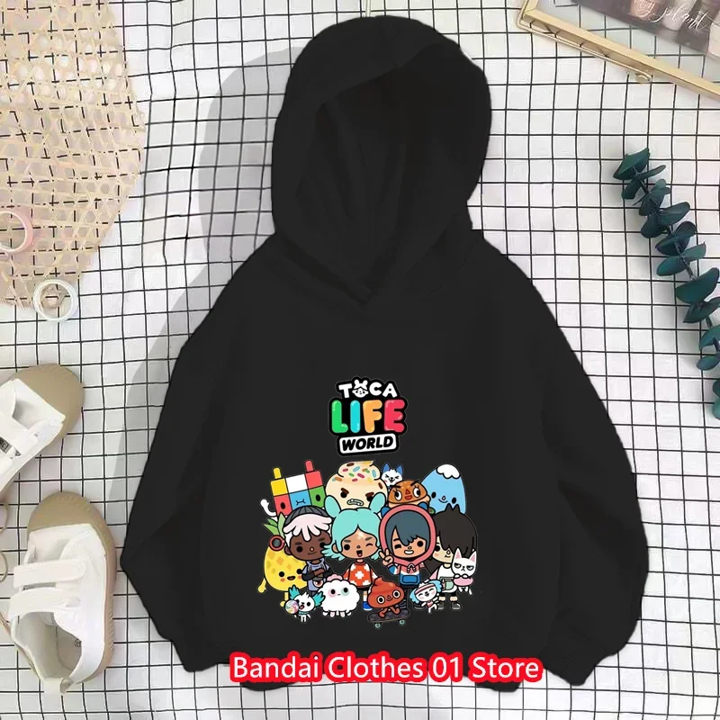 Manga Cartoon Toca Life World Hoodies Long Sleeve Comfortable Hooded Sweatshirt Sudadera Boys and Girls Kawaii Clothing Autumn