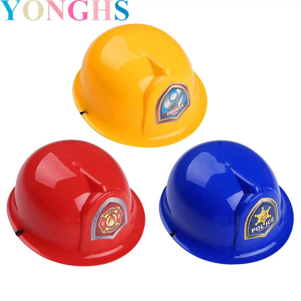 

Boys Girls Pretend Play Helmet Plastic Fire Fighter Hat Fireman Engineer Helmet Halloween Trick-or-treating Party Role Play Prop