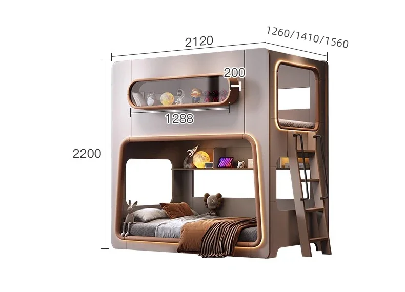 

Upper and lower bunk beds Children's bed Space capsule High guardrail Small apartment