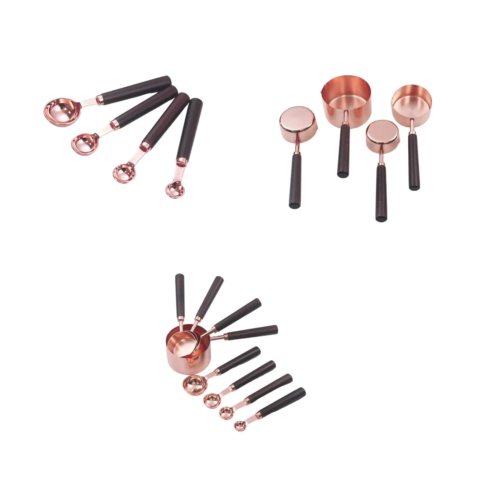 ملاعق قياس من الفولاذ المقاوم للصدأ بمقبض خشبي، مجموعة قياس المطبخ للأداة، ملحقات القهوة #2