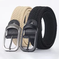 Woven Elastic Stretch Belt – 3.3cm Knitted Casual Belt for Jeans, Work and Outdoor, 100 / 110 / 120cm