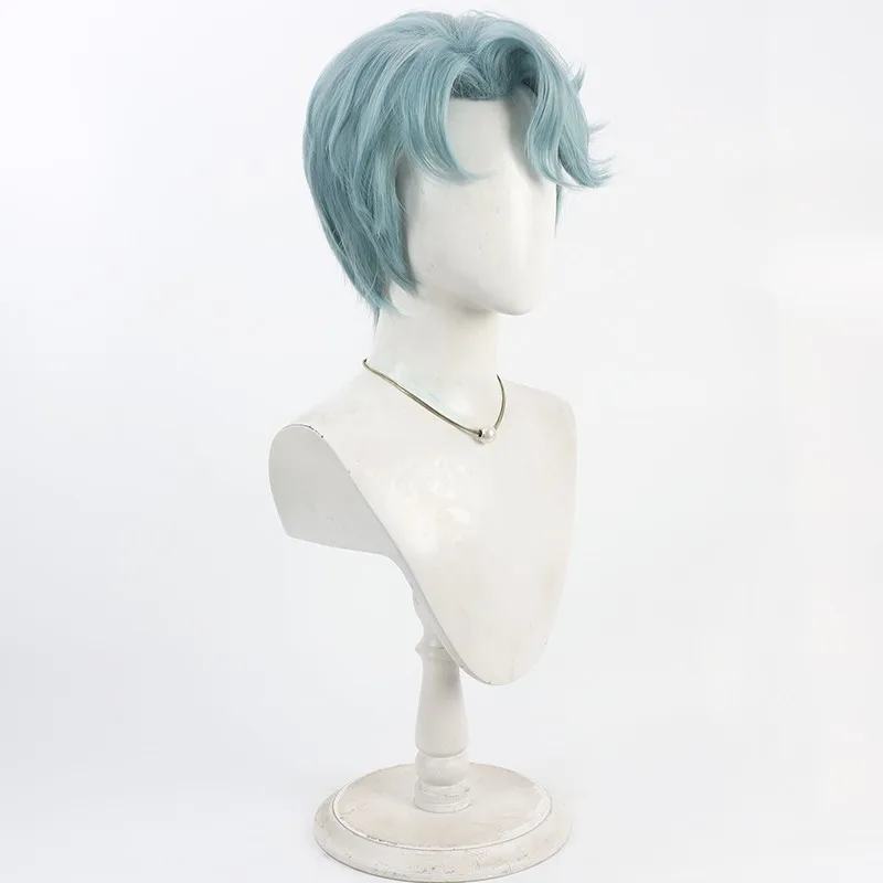 Nieuwe Anime Vtuber Freodore Cosplay Pruik Blauw Kort Haar Hittebestendige Synthetische Pruiken Halloween Carnaval Prop