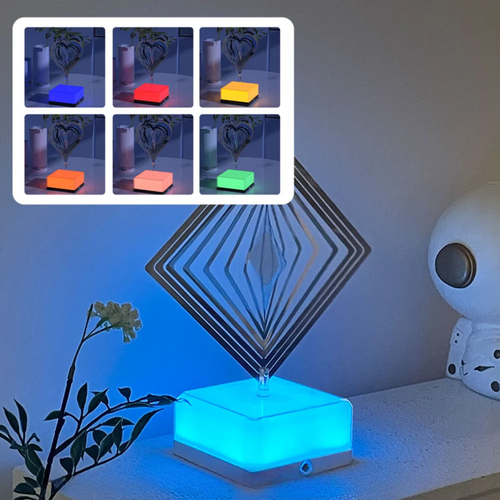 Luz de ambiente nocturna LED giratoria de neón 3D creativa, decoración de habitación, lámpara recargable estética, mesita de noche para hombres y niñas, regalo, nuevo