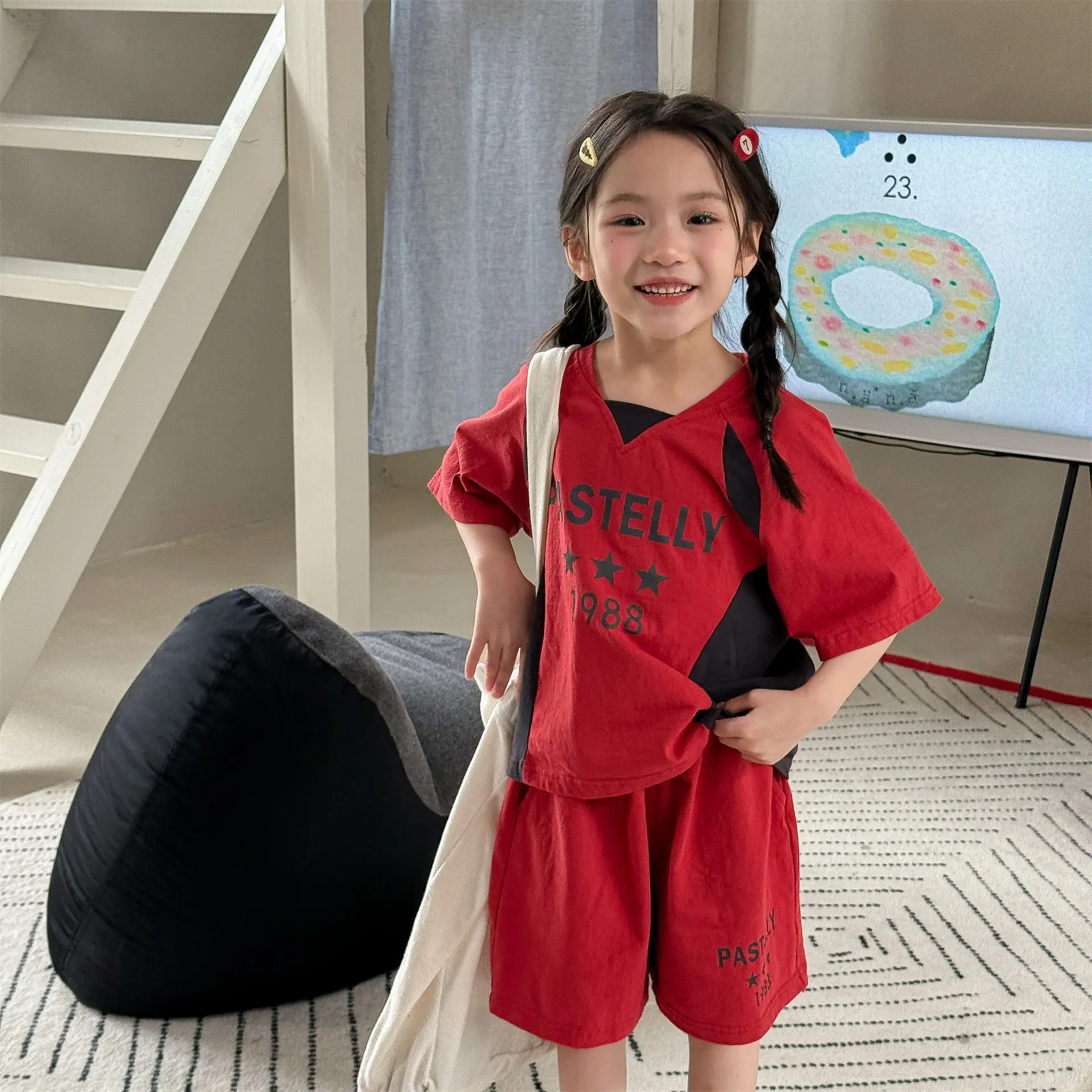 

2026 Summer New Children Short Sleeve Clothes Set Boys Girls T Shirts + Shorts 2pcs Suit Letter Print Kids Cotton Casual Outfits
