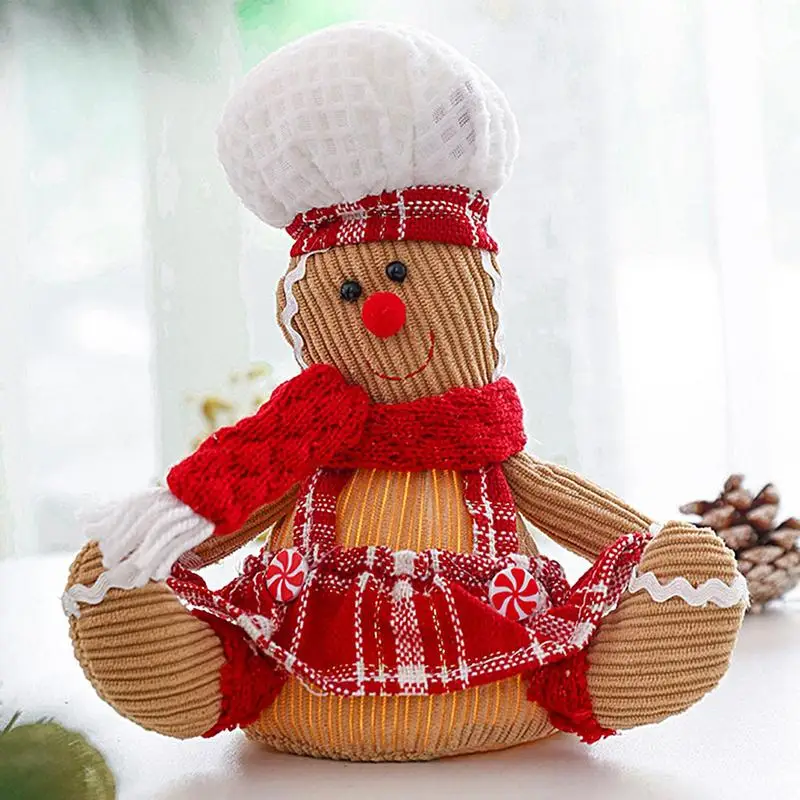 Peluche lumineuse bonhomme en pain d'épice de Noël, biscuit au beurre, jouet festif, 26cm, 10 po