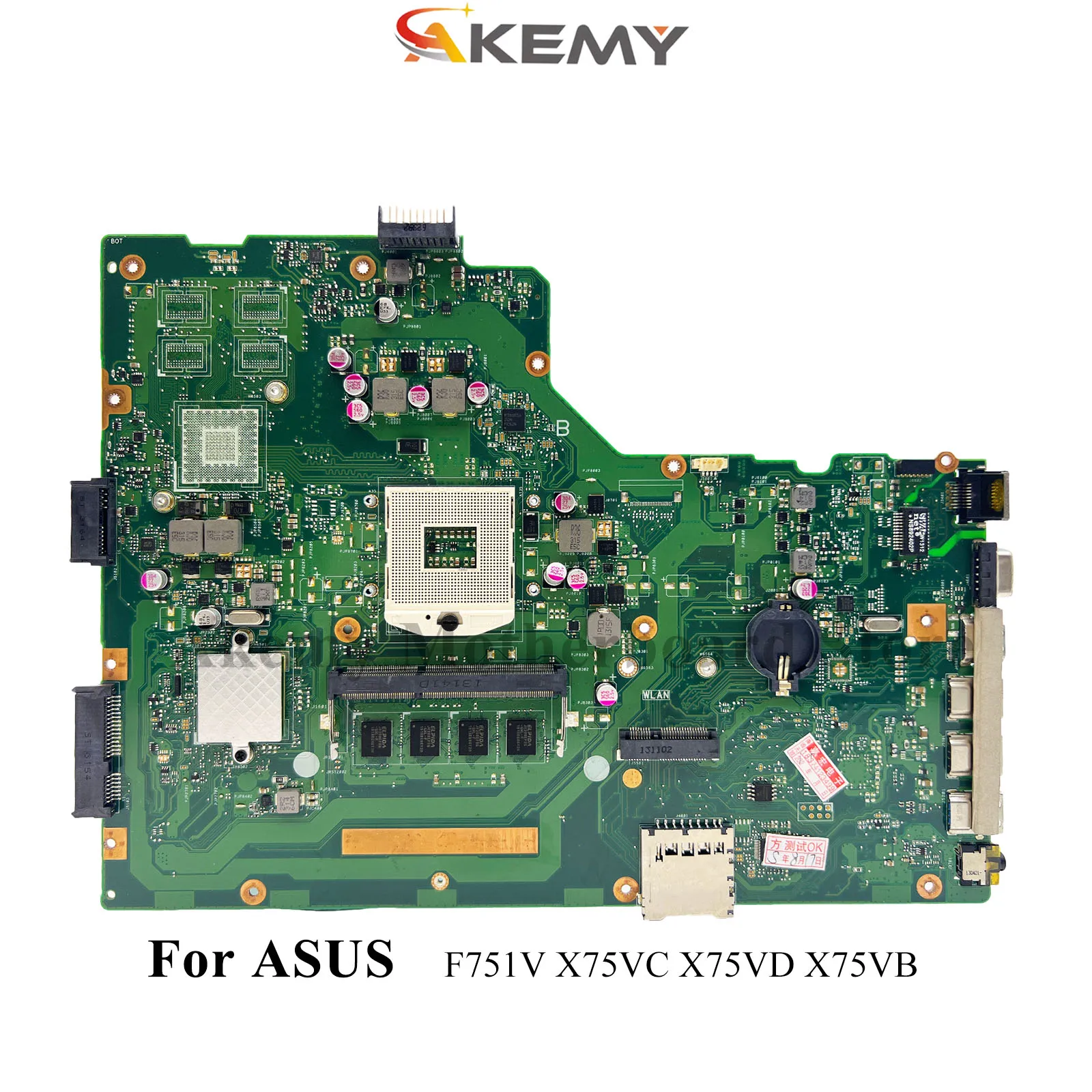 

X75VD Laptop Motherboard For ASUS VivoBook X75V F751V X75VB X75VD X75VC Notebook Mainboard in stock 100% tests OK fast shipping