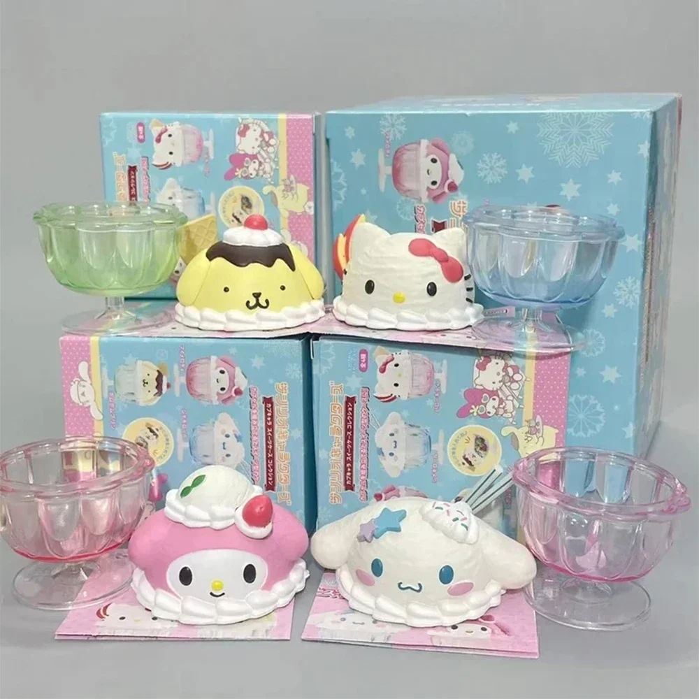 Hello Kitty Sanrio Figurka Model Zabawki Anime Deser Lody Kubek Kawaii Cinnamoroll Dekoracja Pulpitu Śliczne Pudełko Niespodzianka Prezenty