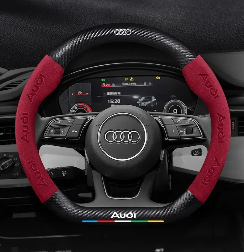 

Car AntiSlip Carbon Fiber Leather Steering Wheel Cover For Audi A3 A4 A5 A6 A7 A8 Q1 Q2 Q3 Q5 Q7 Q8 S3 S4 S5 S6 RS3 RS4 RS5 TT