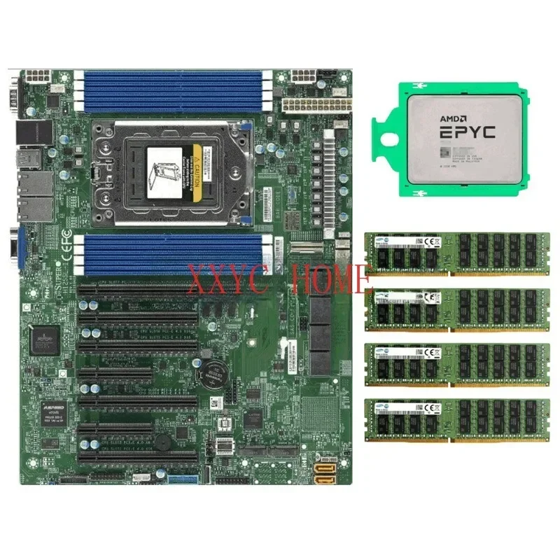 

7532 ЦП 32 ядра + супермикро фотопланшка-мама 4x32 Гб 2666 в ОЗУ Amd