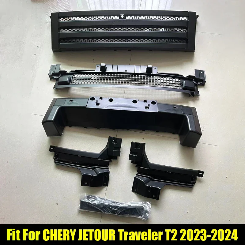 Car Matte Black Front Grille Suitable for CHERY Jetour Traveller T2 2023 2024 ABS Obsidian Grille Car Exterior Trims Accessories