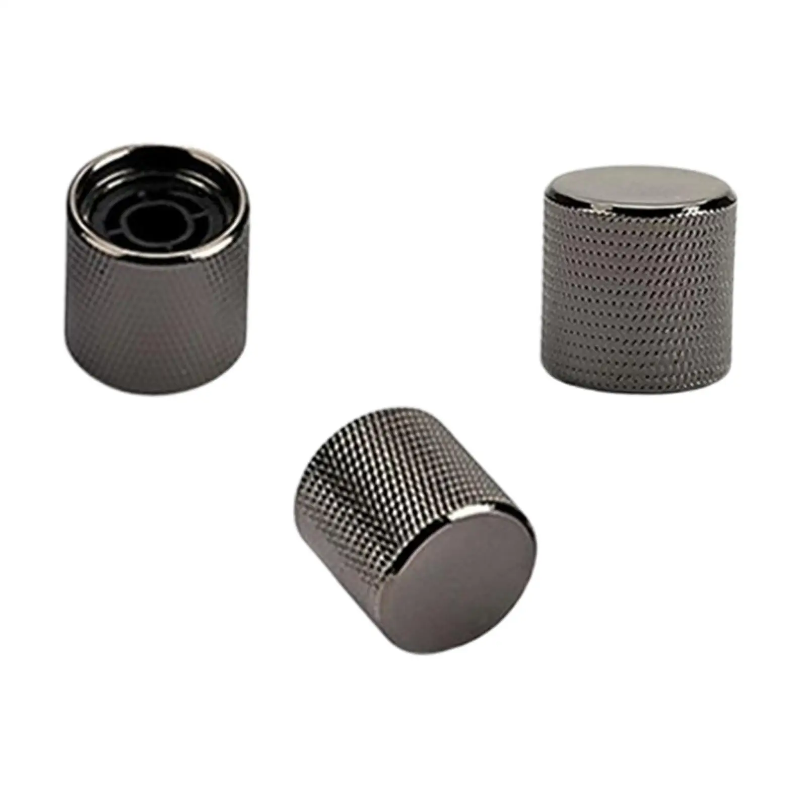 Guitar Volume Knob Chrome Metal 19mm Knurled Tone Control Screw Type for Electric Bass