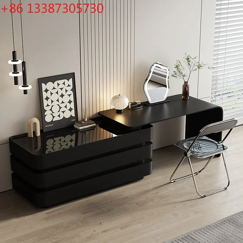 Light luxury solid wood dresser, chest of drawers, black bedroom bedside storage cabinet