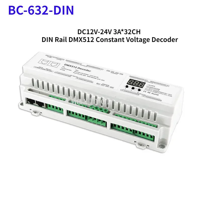 Imagem -04 - Decodificador do Trilho do Ruído com Tensão Constante Dmx512 Movimentação de Pwm Bocado Bocado 16 Bc624-din Bc-632-din Bc-640-din Dc12v24v 24ch 32ch 40ch