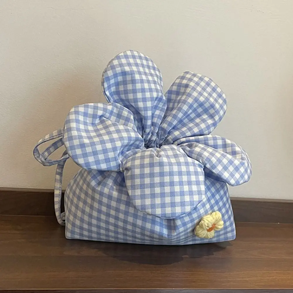 

Casual Korean Style Plaid Drawstring Bag Cute Cloth Small Crossbody Bag Bundle Pocket Large Capacity Shoulder Bags Travel
