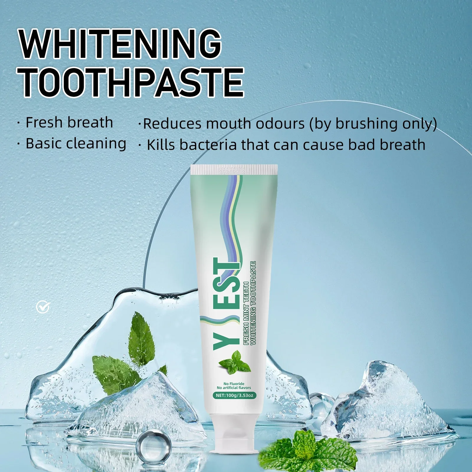 

Натуральная отбеливающая зубная паста со свежей мятой, чистка без фтора, свежее дыхание, предотвращает полость рта, уход за зубами, гигиена полости рта, зубная паста