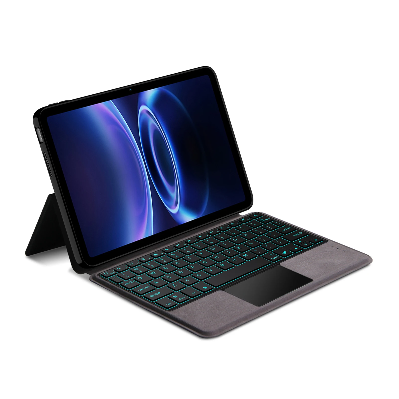 For Xiaomi Redmi Pad 2 SE Leather Case + Touchpad Bluetooth-Compatible Keyboard with Backlit - Black
