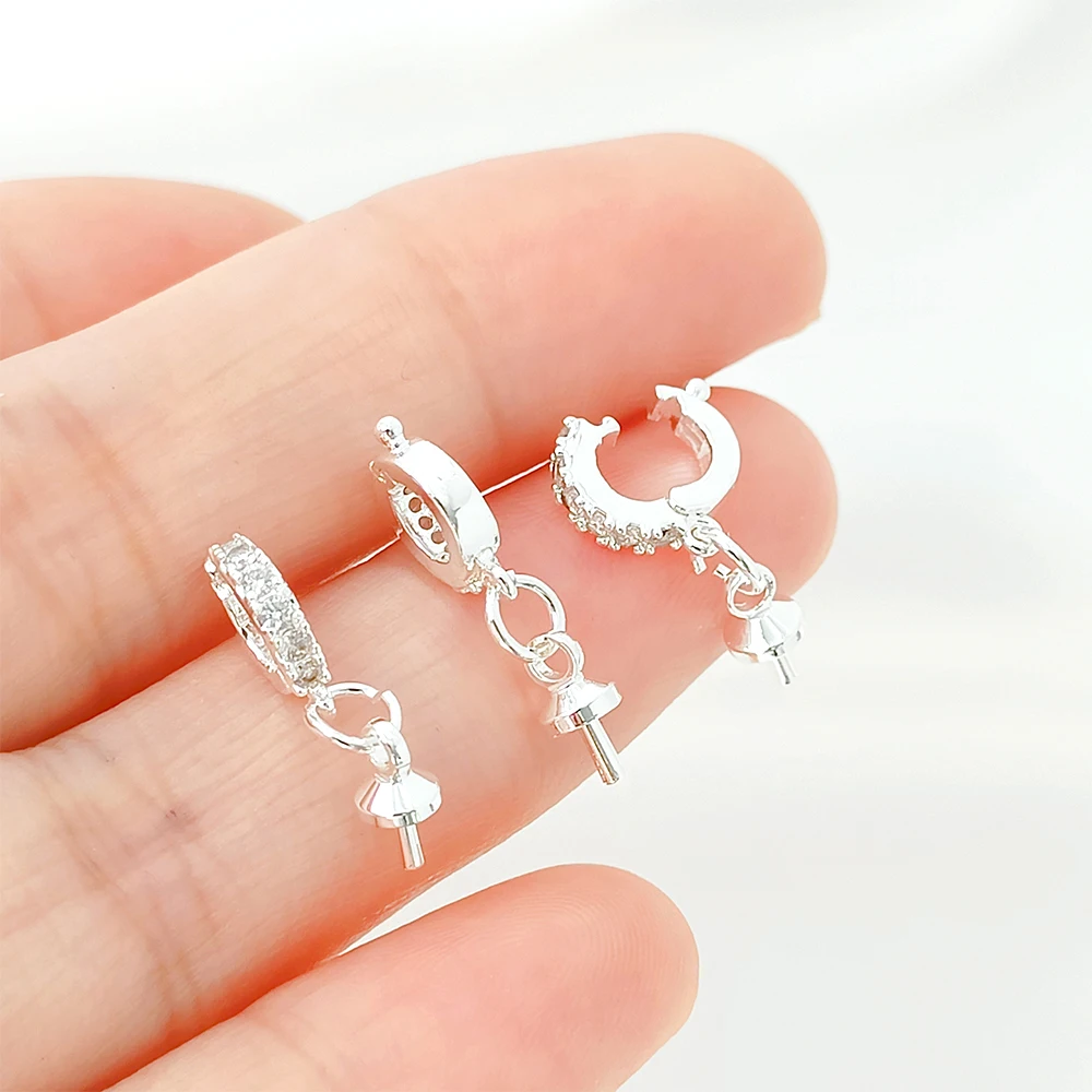 Brass Coated Gold Zircon Inlay Round Pendant Buckle DIY Jewelry Making Necklace Bracelet Ending Connection Accessories Materials