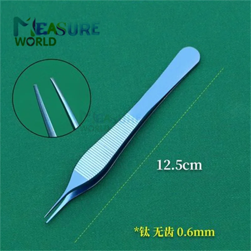 1pcs Titanium Adson Tissue Forceps Eye Surgery Tweezers Serrated Tips/Teeth Ophthalmic Autoclavable Surgical Instrument Tools