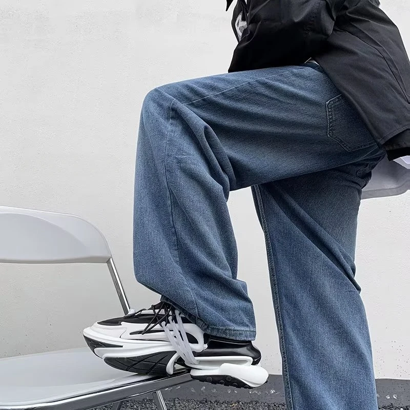 

Длинные джинсы мужские универсальные шикарные потертые джинсовые брюки в стиле ретро мешковатые повседневные длинные брюки в европейском стиле осень в стиле панк