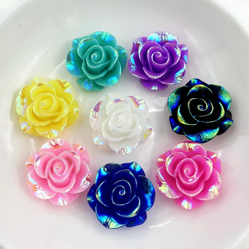 Wholesale 19mm Rose Flower Resin AB Rhinestone jewelry Decoration Stones Crafts Center of hair arch wedding Decoration