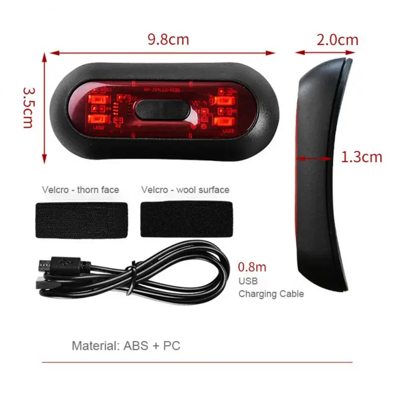 LED Bicycle Helmet Light Taillight Waterproof Motorcycle Helmet Backpack Bike Safety Signal Warning Rear Lamp Luces Para Casco