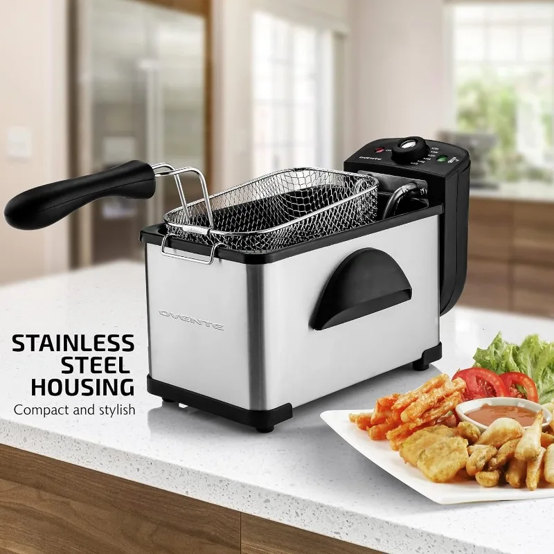 Electric Deep Fryer 2 Liter Capacity, with Viewing Window and Odor Filter, Adjustable Temperature&Removable Frying Basket
