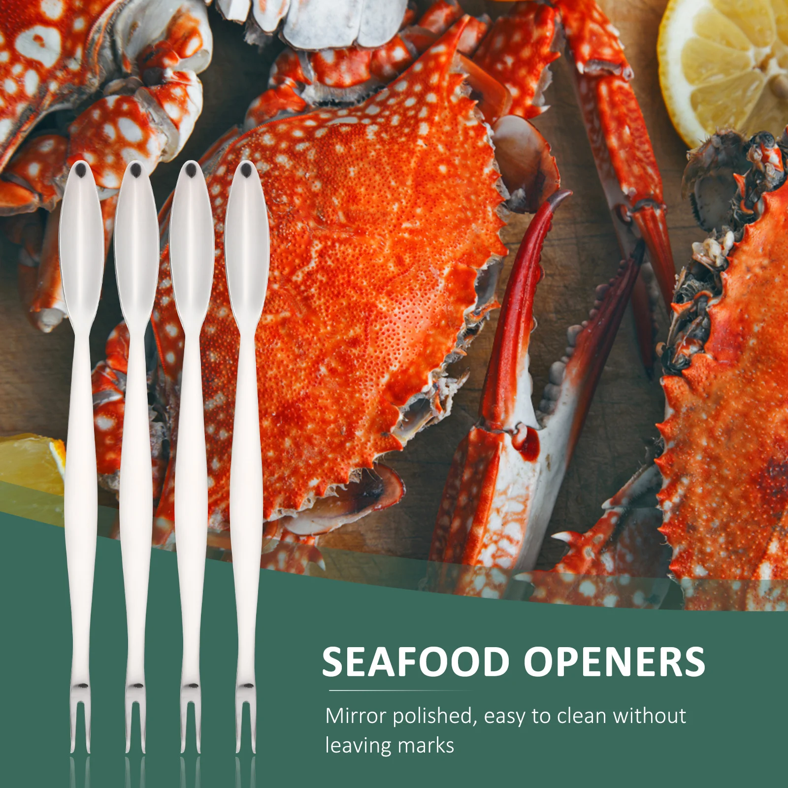 

4pcs Stainless Steel Crab Forks Lightweight For Seafood Eating Tools Set Crab Multi-Function Tools Kitchen Gadgets
