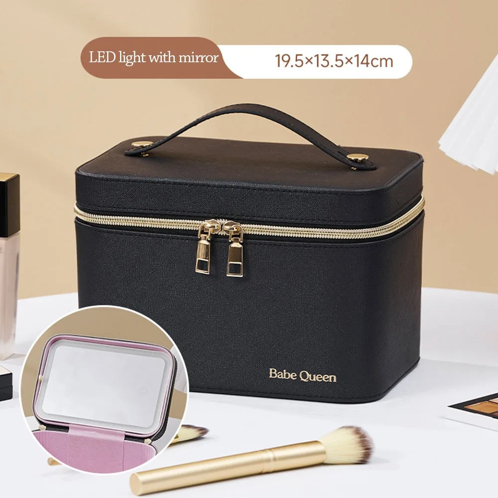 

with Lights and Mirror LED Cosmetic Case Adjustable Brightness Luxury Cosmetic Organizer Bag Large Capacity Waterproof