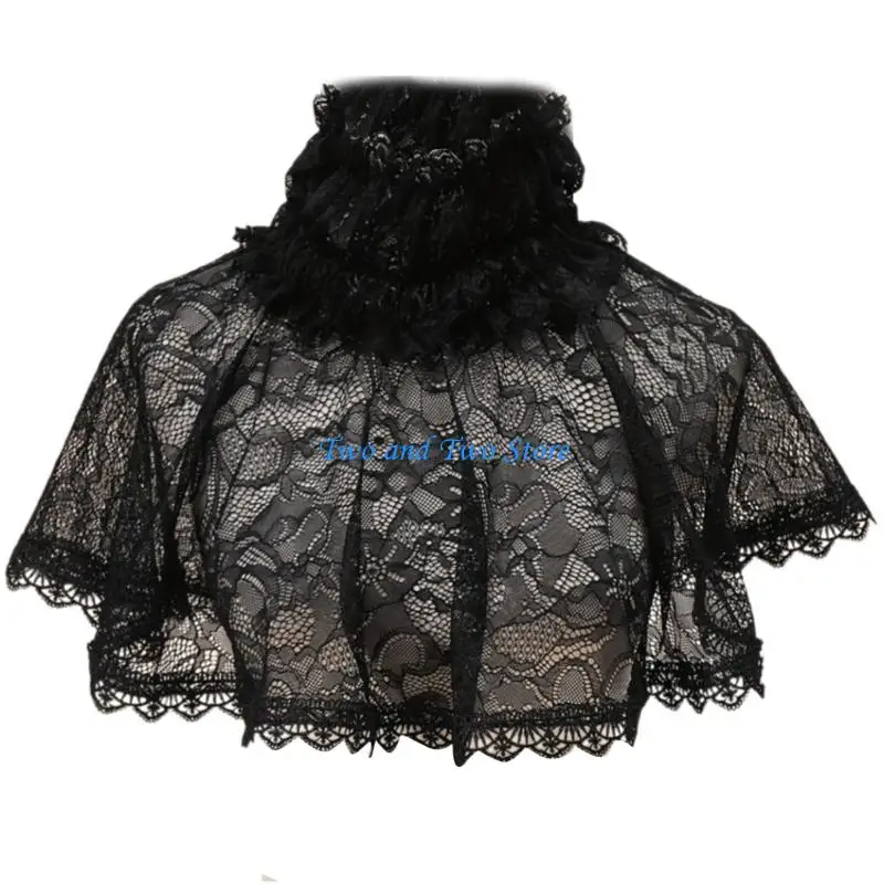 

HX6F Women False Collar Drama Play Decorative Shirt Dress Collar Elegant Lapel Shawl