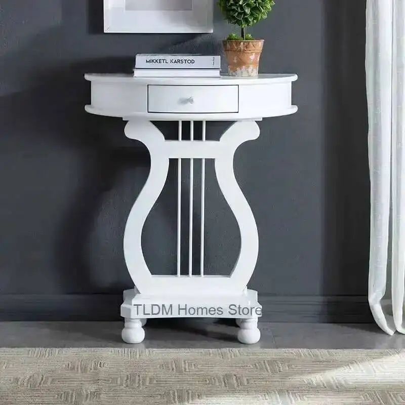 Table Wood Console American for Home Solid Furniture Simple Entrance Door Aisle Storage Rack Entrance Wall Narrow Cabinet M
