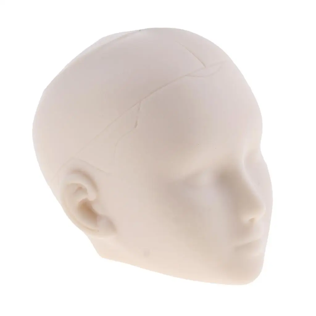 Sixth Scale Girls Head Sculpt Vinyl Unpainted Mannequin Head for Makeup Practice Eyelash Training and Action Figure Customizing