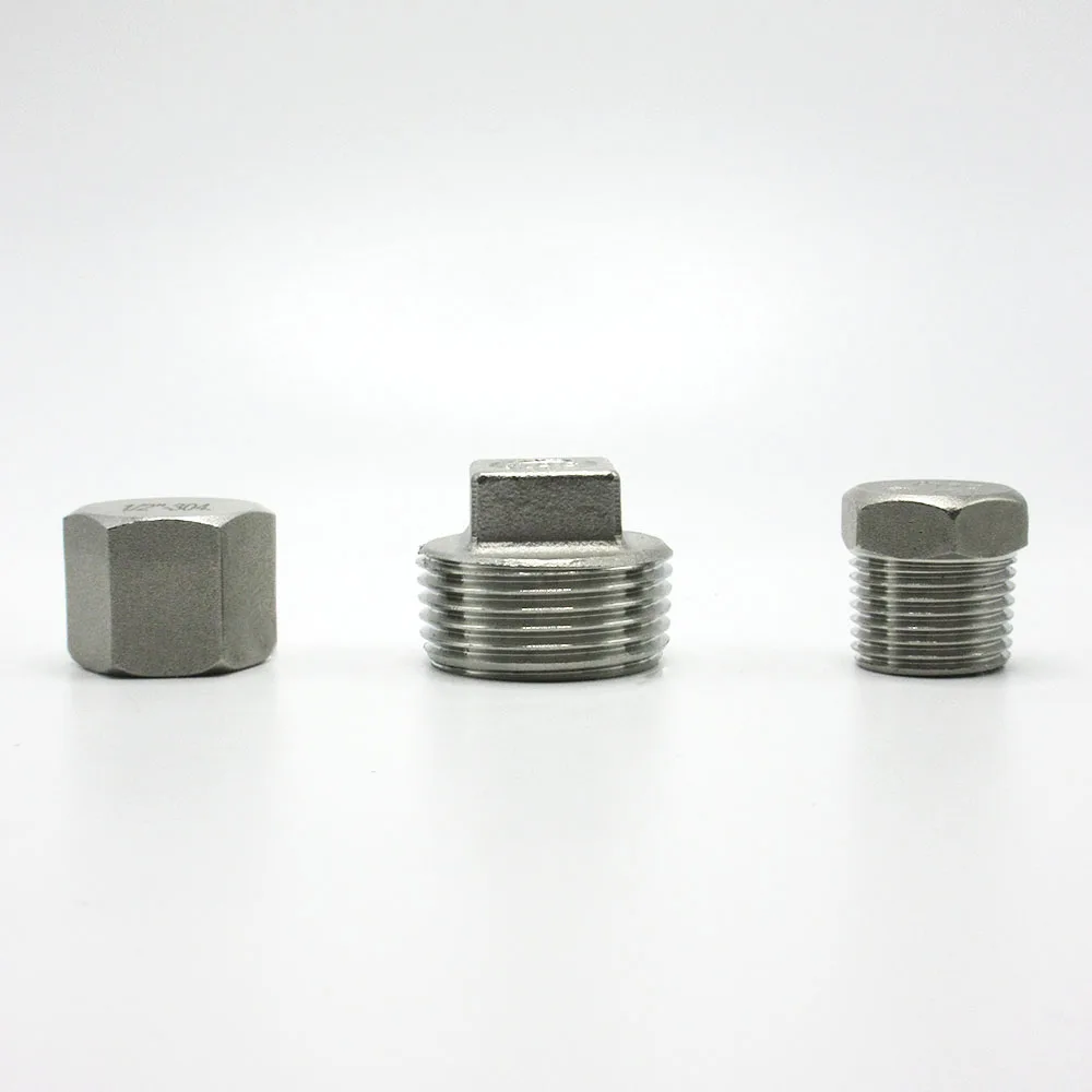 Conector de Tubería de Acero Inoxidable 304 con Rosca BSP, Cabeza Hexagonal Cuadrada, Macho/Hembra, 1/8" 1/4" 3/8" 1/2 3/4"/ 1"- 2"