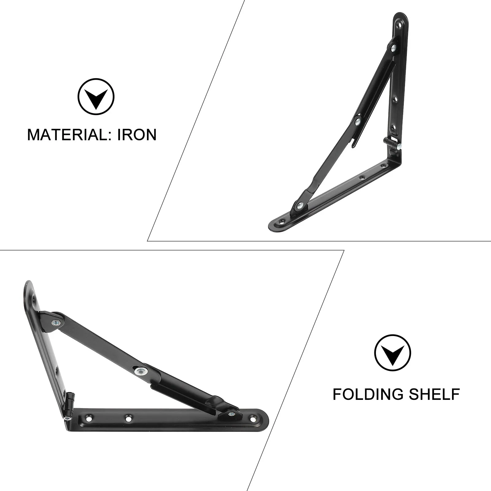 

2pcs Iron Shelf Brackets Foldable Heavy Duty Partition Corbels Floating Desk Hardware Collapsible Bench Table Wall Board