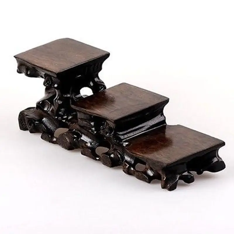 

9.6" Chinese Mahogany Wood Stands for Snuff Bottles Carving Display Base Crafts