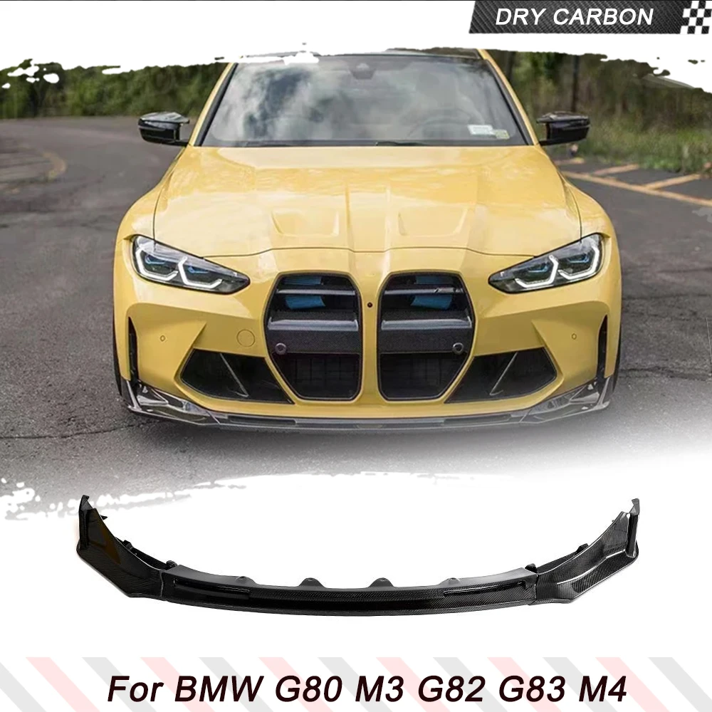 Carbon Fiber Car Front Bumper Lip Spoiler for BMW 3 4 Series G80 M3 G82 M4 2021-2023 Front Bumper Splitters Aprons Guard 3PCS