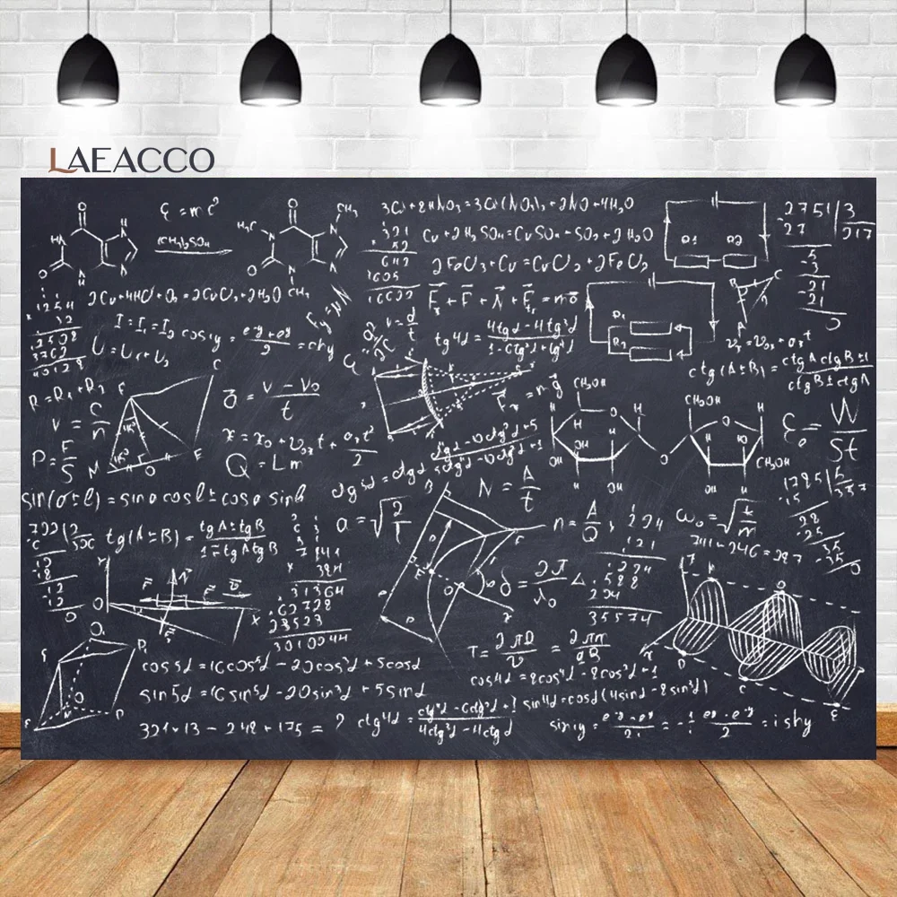 Laeacco Mathematics Course Classroom Backdrop Science Drawing Chalkboard Graduation Ceremony Kid Portrait Photography Background