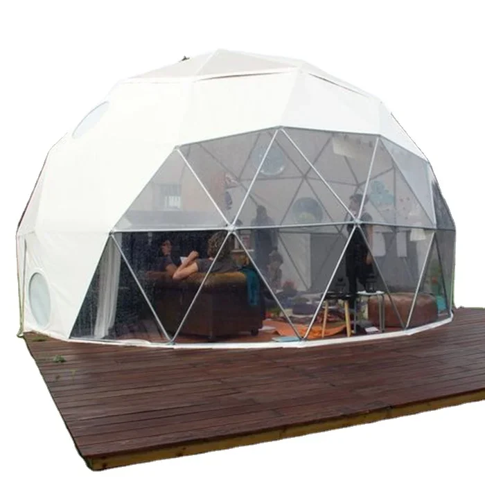 

6m 6-8 person clear star bathroom transparent glamping hotel igloo geodesic dome tent