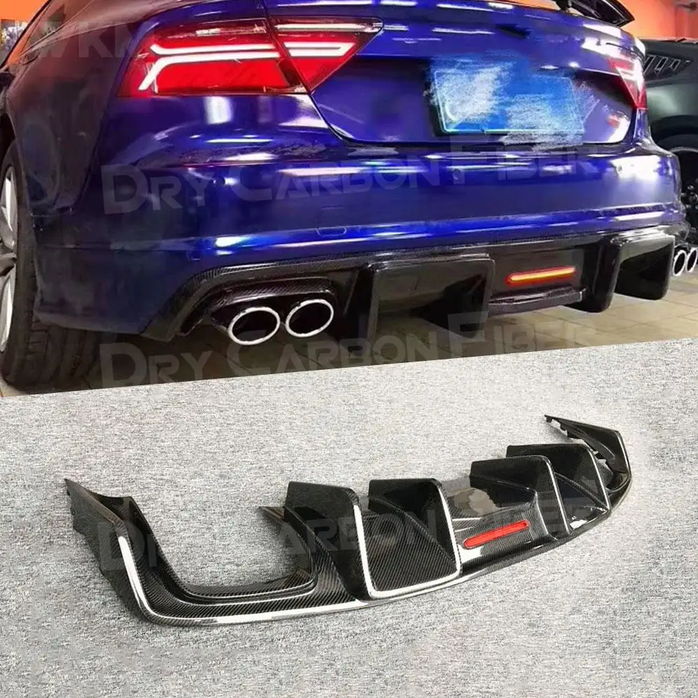 

Carbon fiber Rear Lip Diffuser Spoiler with Brake Light For for Audi S7 Sline Sport 2012-2015 K Style Car Bumper Protector