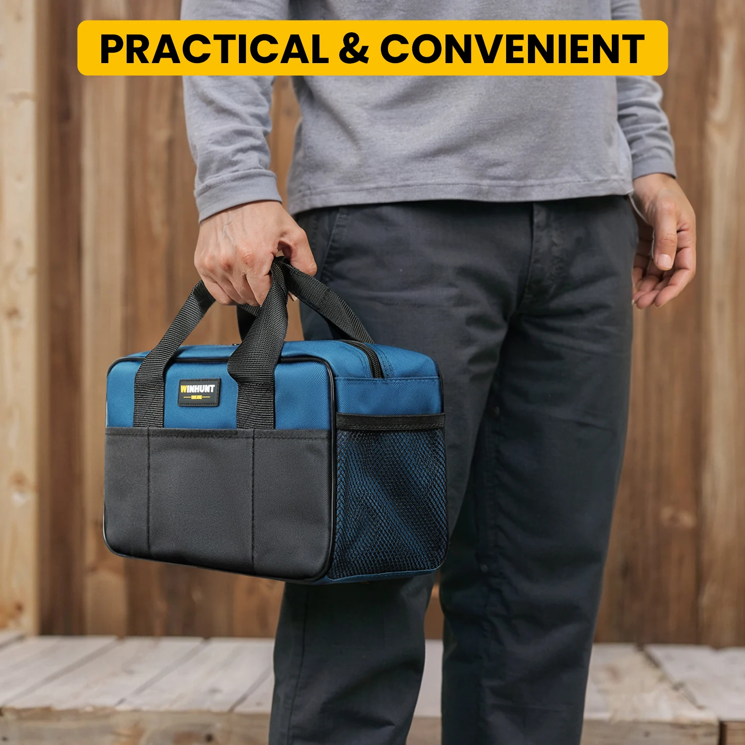 Tool Bag, Heavy Duty Storage Organizer with Multiple Pockets, 14 Inch Small Tool Tote Bag, Wide Mouth For Man/Woman