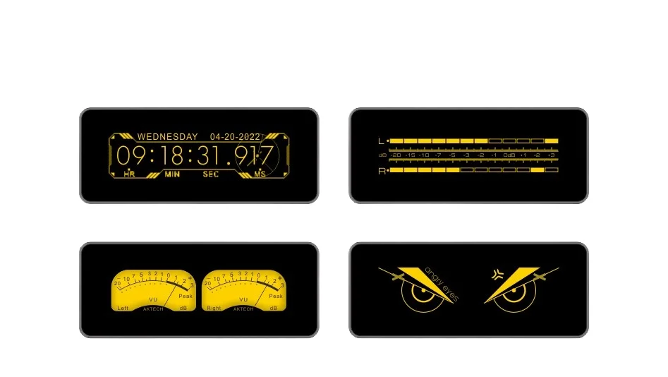 AK25664 Clock Music Spectrum OLED Screen, Aluminum Alloy Sandblasted Anodized Silver Shell