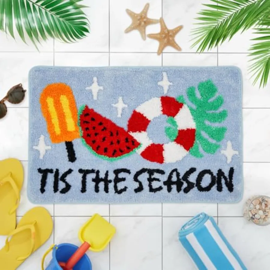 Summer Bath Mat Rug Tis The Season Bathroom Rug Bath Decor Indoor Bathroom Mat Doormats 17 x 27 Inch for Tub Home Living Room