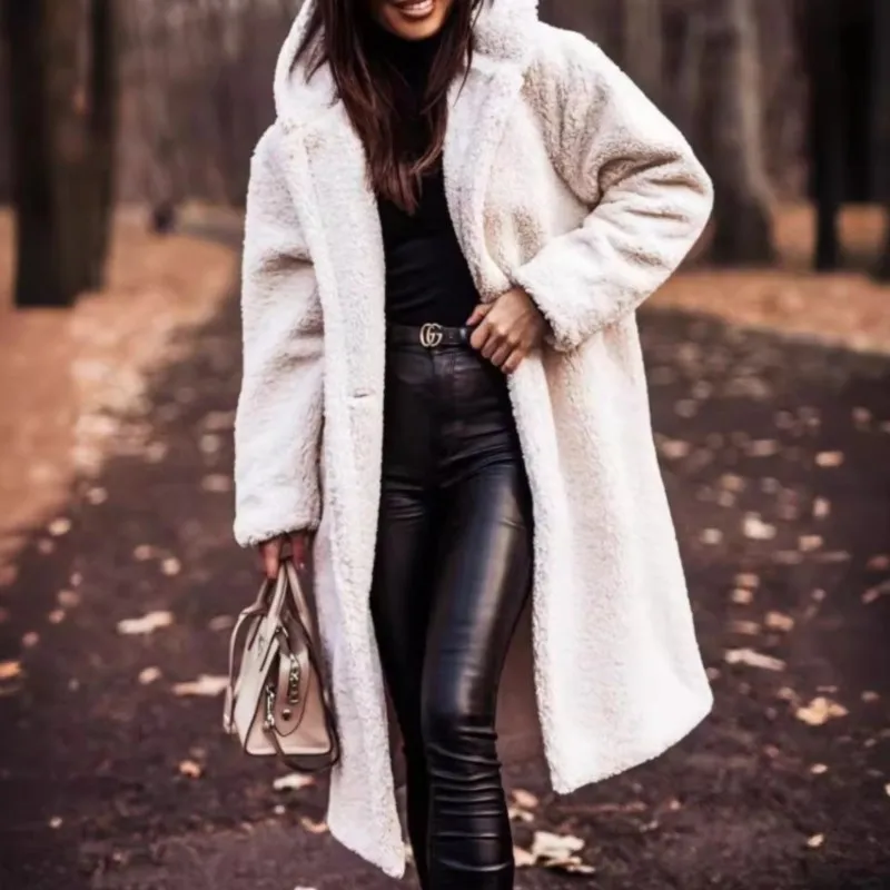 2026 New Autumn And Winter Women's Fur Coat Hooded Solid Color Fashionable Casual Loose Warm Comfortable Versatile Long Fur Coat