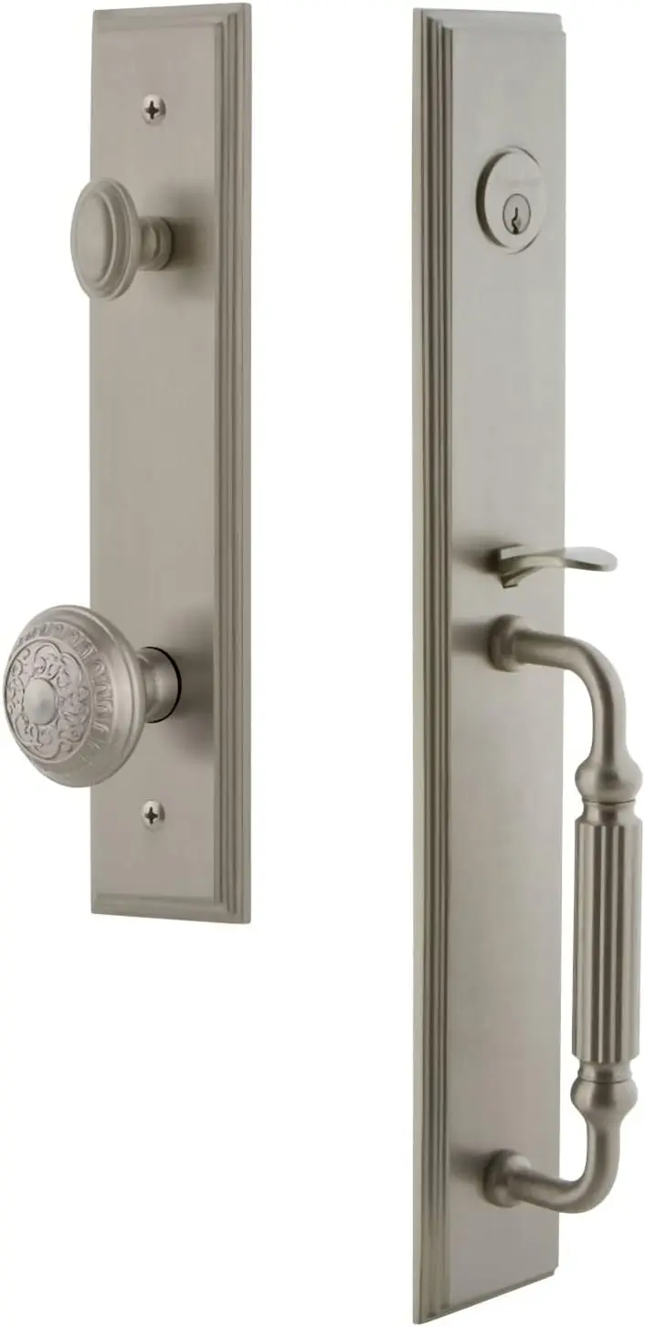 Grandeur Carwin_Eset_234_Fg Carre - Keyed Different - Solid Brass Full Plate Single Cylinder Keyed Entry Handleset With Windsor