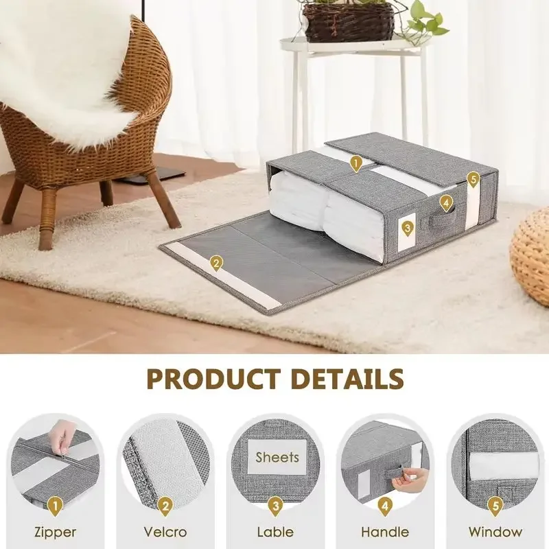 Foldable Closet Storage Bins Bed Sheet Storage Box Clothing Fabric Sheet Wardrobe Blanket Quilt Cover Non-Woven Storage Box