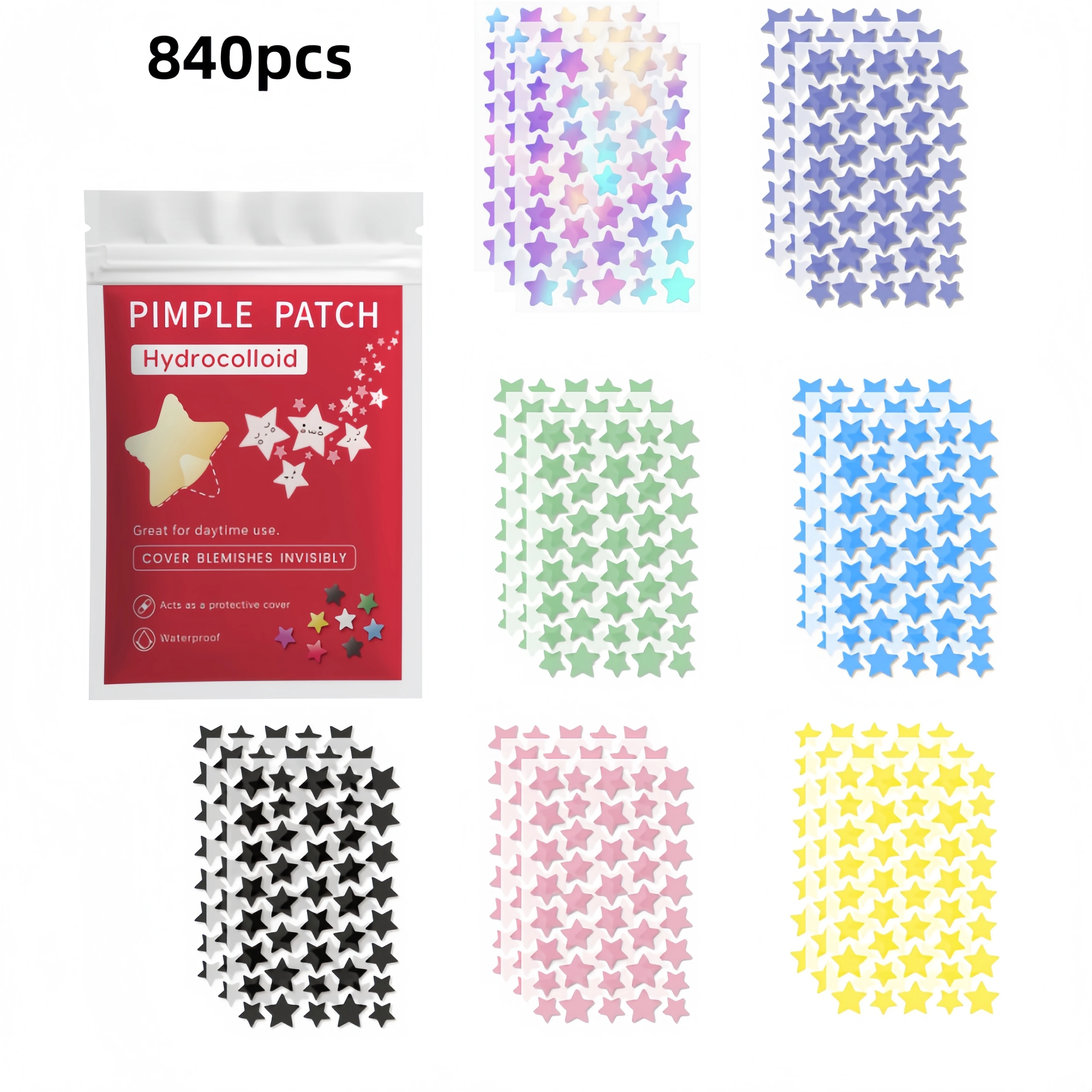 840/1120/1400Pcs Pastel Star Beauty Sticker Sheets Easy Peel Face Dots For Daily Look Photo Props Gift view 4