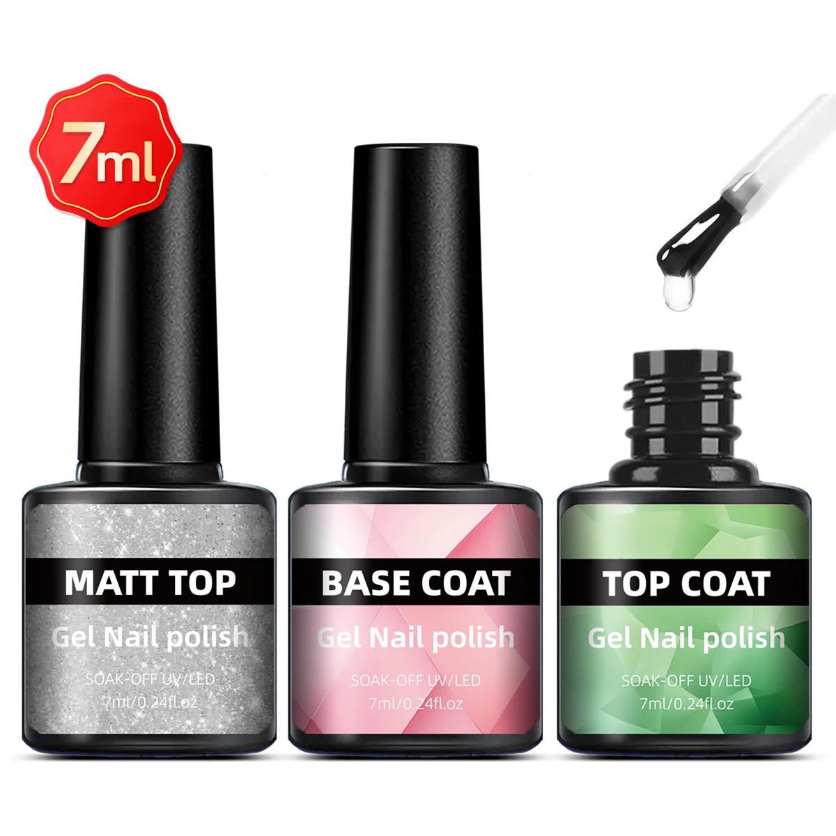 Faandin 0.24oz*1 Bottle Nail Art Base Gel, Base Coat, Glossy Top Coat, Matte Top Coat, Gel Nail Polish, Special for Nail Art, Reinforcement, Crystal Coating, Matte Effect, Easy Operation, Removable Nail Polish Gel, Essential Item for Nail Art Enthusiasts, Nail Salon Special Nail Polish Gel